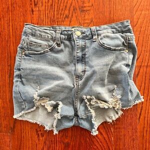 High waisted ripped Jean shorts